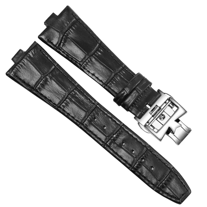 Echtleder-Uhrenarmband für Vacheron Constantin OVERSEAS, Serie 4500V 5500V P47040, Edelstahlstruktur, Herren-Uhrenarmband, 25x8