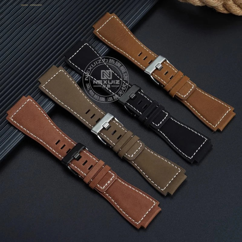 Pour bracelet de montre Bell & Ross BR ceinture de montre pour hommes BR01 BR03 bracelet de montre en cuir Bell Ross 35X24mm interface convexe pour hommes