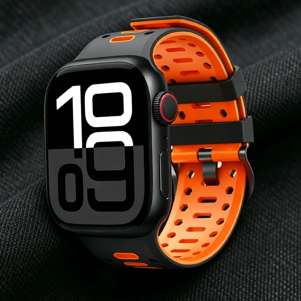 Cinturino sportivo in silicone traspirante per Apple Watch Ultra 2 3, bracciale iWatch da uomo, 49 mm, serie 11 10 46 mm/9 8 7 SE 6 5 44 mm/45 mm