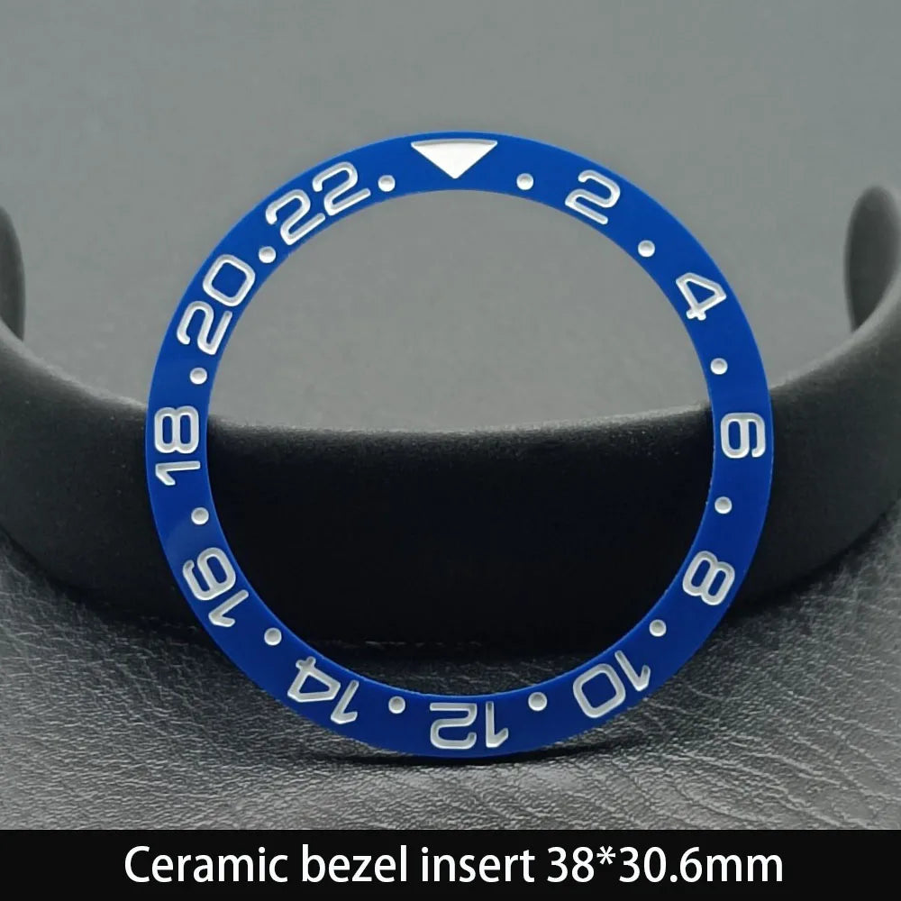 38mm x 30.6mm Sloped Ceramic Bezel GMT and Diving Watch Insert for 40mm Men's Watch Replacement Watch Bezel Inserts