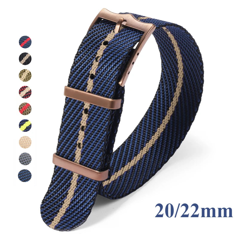 Bracelet en Nylon de qualité supérieure pour Bracelet de montre militaire en toile Tudor, 20mm 22mm, en tissu Seiko, pour Bracelet Rolex, boucle en Bronze