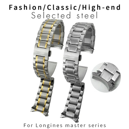 Bracelet de montre en acier inoxydable, 13mm 15mm 18mm 19mm 20mm 21mm, pour Collection Longines Masters L2.793 L2.673, étanche