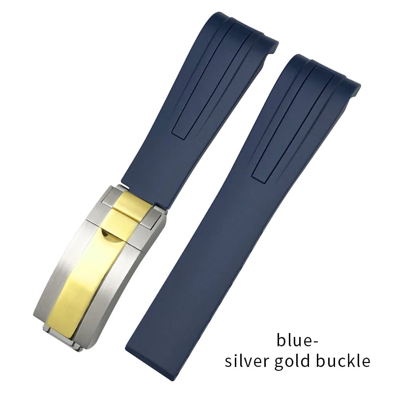 Uhrenarmband aus Kautschuk und Silikon, gebogenes Ende, 18mm 19mm 20mm 21mm 22mm, für Submariner DayRequiRolex Gstuff IWC Pilot, Uhrenarmband-Zubehör