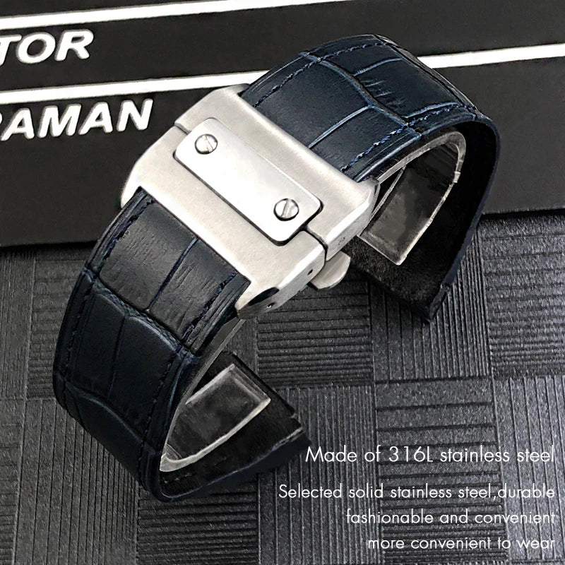 Genuine Leather Watch Strap for Men and Women, Colorful Straps, Glue Head Pieces, Watch Band for Cartier Sandoz, 100, 23mm, 20mm