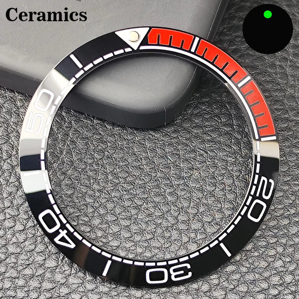 Insert de lunette incliné en céramique/aluminium 41.5mm x 32.7mm, adapté au remplacement de lunette de montre pour hommes, accessoires de montre