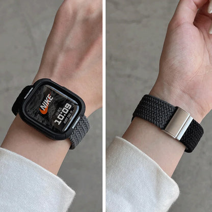 Étui à bonbons + bracelet pour Apple Watch Series 11 10 9 8 7 45mm 41 Band SE 6 5 4 44 40mm, bracelet en nylon pour iwatch Ultra 49mm