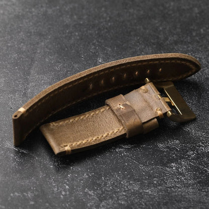Handmade cowhide leather strap, 20 22 24MM, retro thick style for men, suitable for military watches