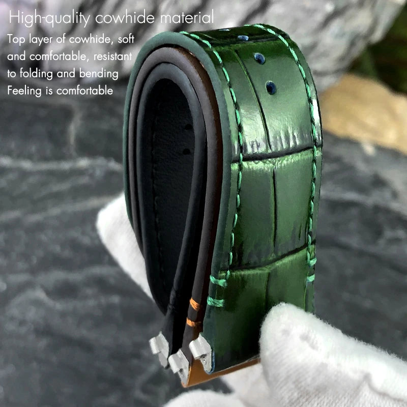 Bracelet en cuir de vache pour montre Cartier Santos WSSA0009 WSSA0018, vert, marron, noir, 21mm, bracelet de montre en cuir à dégagement rapide pour hommes