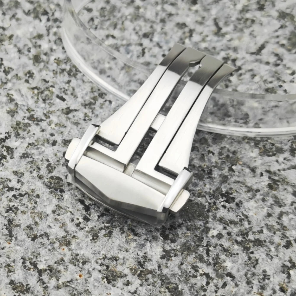 Cinturino Web da 20 mm adatto alla cassa Omega Seamaster NH35, in acciaio inossidabile 904L, fibbia ad ardiglione, argento