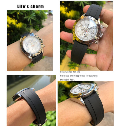 Bracelet de montre en caoutchouc et Silicone, 19mm 20mm 21mm 22mmmm, adapté pour Rolex Submariner GMT OYSTERFLEX Daytona DEEPSEA Seiko, étanche