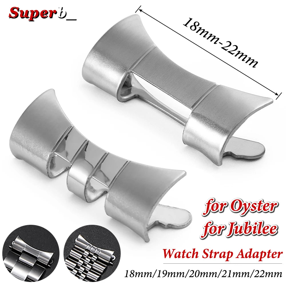 18/19/20/21/22mm Stainless Steel Watch Bracelet Connectors for Seiko SKX007/009, Curved End Watch Band Adapter for Oyster Jubilee