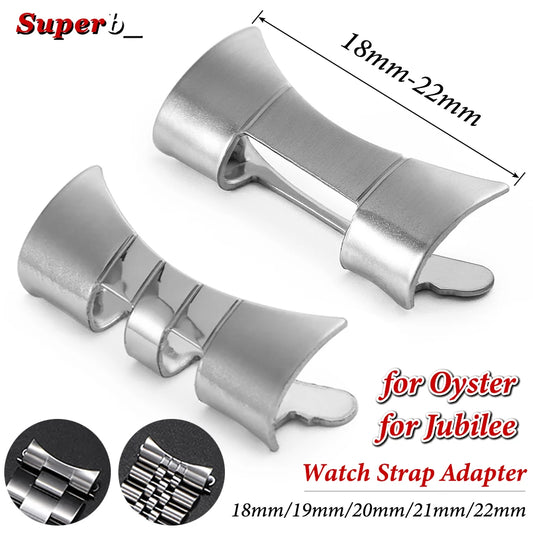 Edelstahl-Armbandanschlüsse 18/19/20/21/22 mm für Seiko SKX007/009, Oyster-Uhrenarmbandadapter mit gebogenem Anstoß für Jubilee