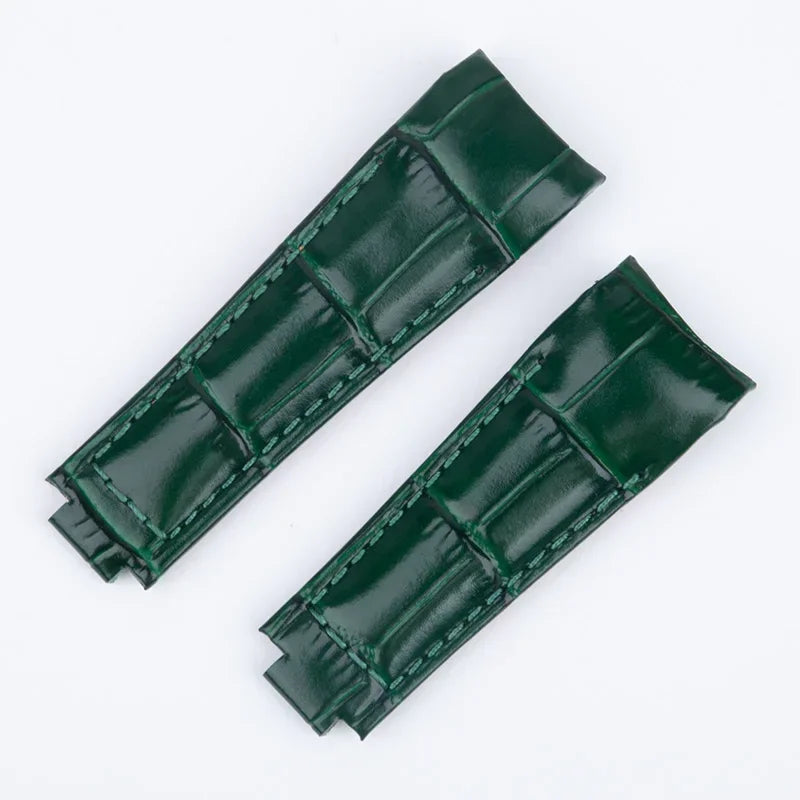 20mm Curved End Watch Band for Rolex Daytona Submariner GMT Master, Glidelock Clasp, Genuine Leather