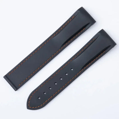 Bracelet de montre en caoutchouc FKM Fluororubber 19/20/21/22 mm à extrémités courbées pour Omega Strap 300 SEAMASTER 600 Planet Ocean Speedmaster