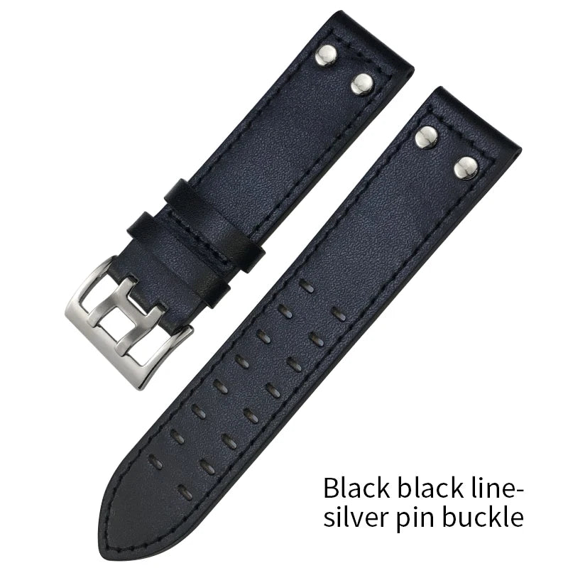 Bracelet de montre en cuir véritable, 20mm 21mm 22mm, pour Hamilton kaki Aviation, ceinture en cuir de vache confortable, accessoires
