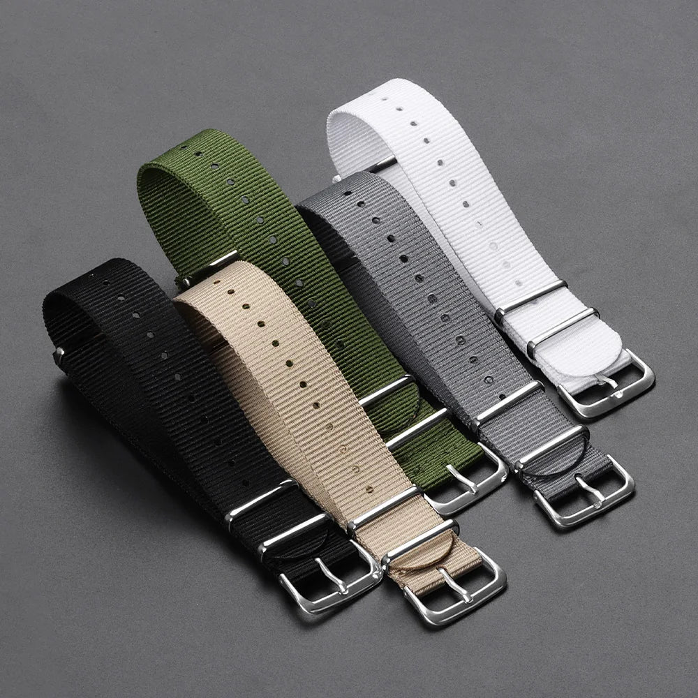 Cinturino per orologio in nylon intrecciato passante singolo da 14 mm, 16 mm, 18 mm, 20 mm, 22 mm, in tela, per uomo e donna, stile militare e sportivo