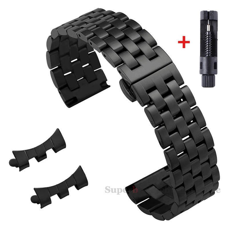 Edelstahlarmband 12/14/16/18/19/20/21/22 mm für Tissot-Uhren mit gebogenem Anstoß, universelles Seiko-Armband mit Schmetterlingsschließe
