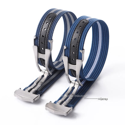 Bracelet en Nylon nervuré de 20mm pour Omega pour Swatch pour Moonswatch, boucle pliante en acier inoxydable, bracelet de montre de remplacement pour hommes et femmes