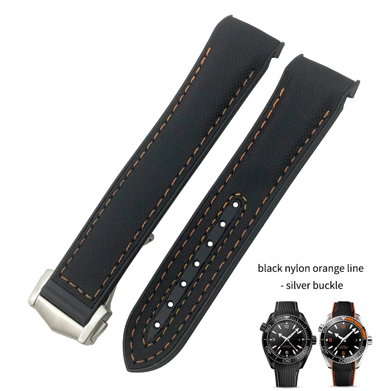 Cinturino per orologio da uomo in gomma nylon, cinturino in silicone, compatibile con Omega Seamaster 300, Moonwatch, Planet Ocean, 20mm, 21mm, 22mm, 19mm