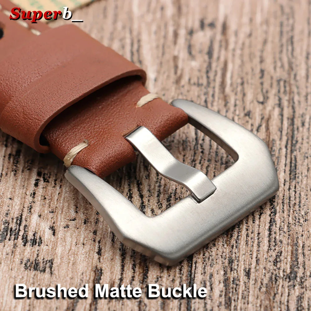 Bracelet de montre Vintage en cuir de vache, 20mm 22mm 24mm 26mm, bracelet de montre en cuir véritable pour femmes et hommes, ceinture avec boucle ardillon