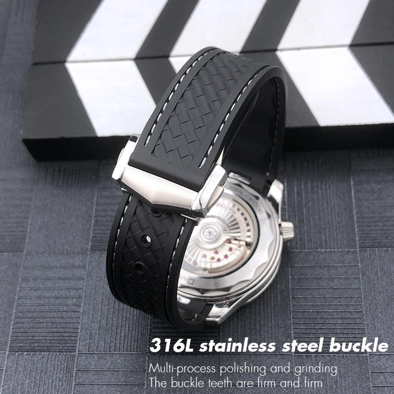 Bracelet de montre en caoutchouc de Silicone, 19mm 20mm, pour Omega Seamaster AQUA TERRA AT150 Ultra léger 8900, boucle de déploiement Premium