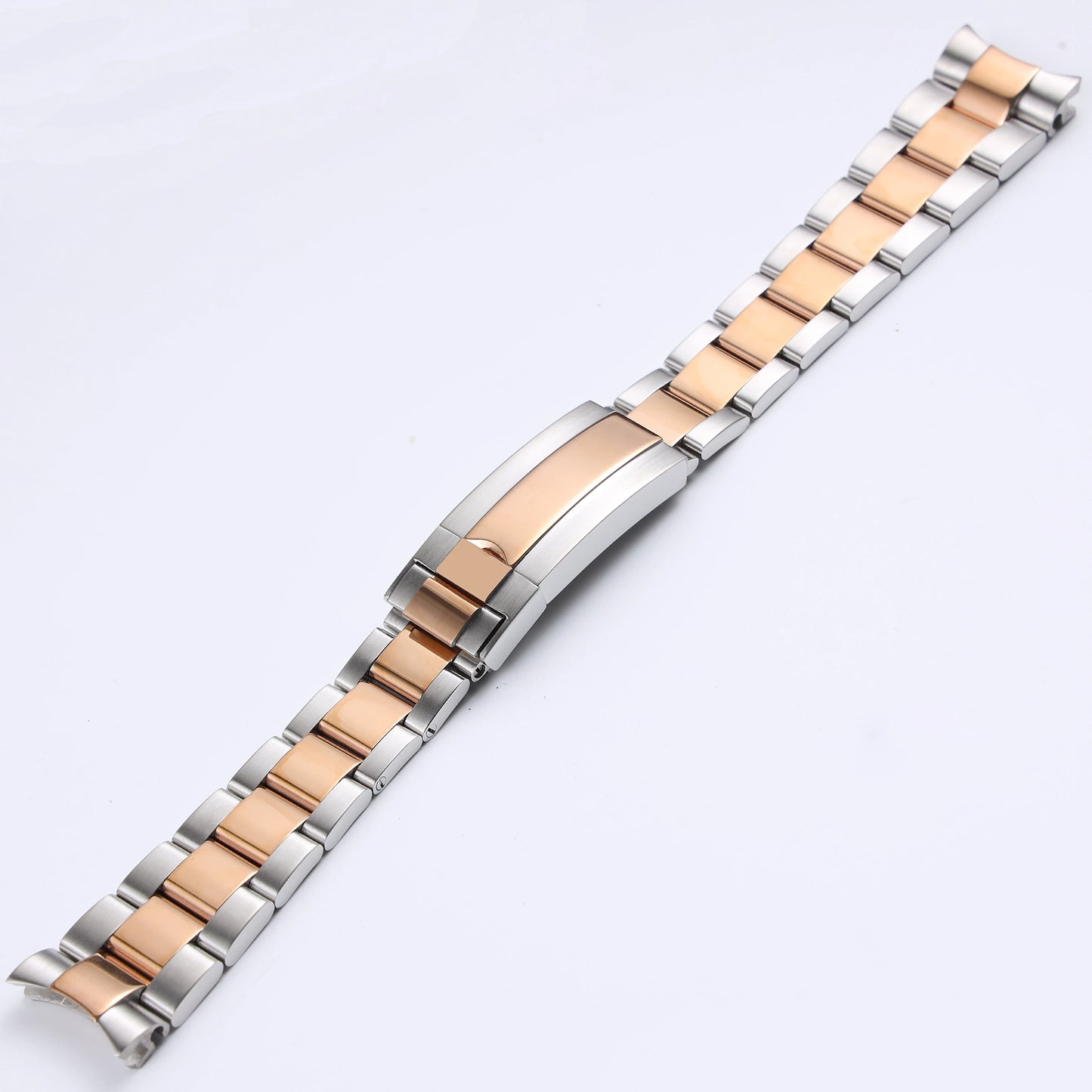 Bracelet de montre en acier inoxydable massif argenté et or rose de 20 mm et 21 mm pour Rolex Submariner Daytona, avec fermoir déployant en métal