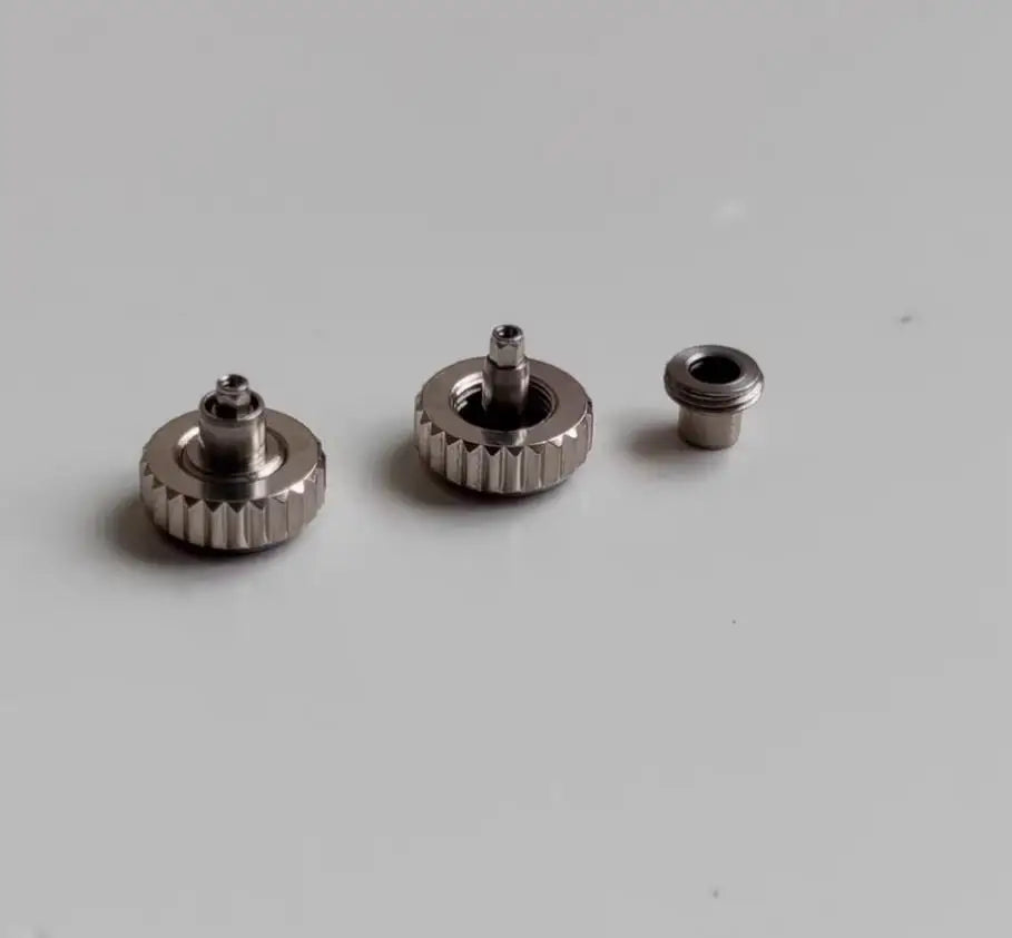 Steel threaded watch crown, head diameter, tap from 4.0mm to 7.0mm, 0.9mm with case tube, 2.2mm, 2.5mm, 2.8mm, W2315, 1 piece