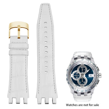 Bracelet de montre en cuir de vache, 22mm, noir, marron, bleu, blanc, avec outils, pour Swatch SVGK407 SVGK406 SVGK409 SVGK403