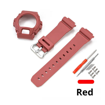 Cinturino sportivo in resina TPU per Casio G-SHOCK DW-6900 DW-6600 DW-3230, cinturino in gomma impermeabile da uomo, kit di ricambio con custodia protettiva
