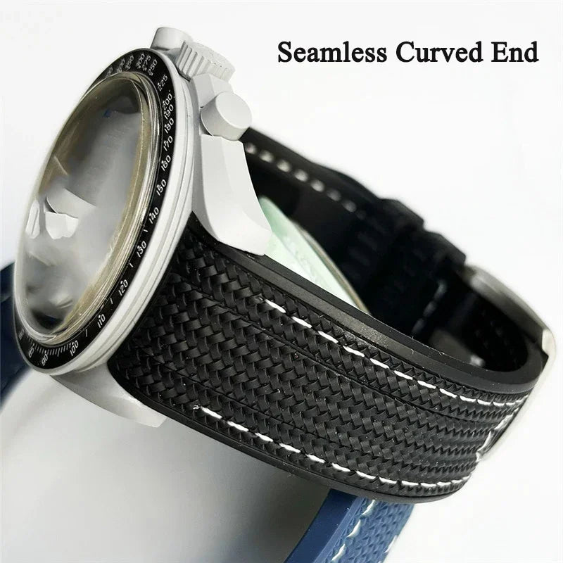 Per Swatch X Omega Joint MoonSwatch 20mm Cinturino a Sgancio Rapido Uomo Donna Estremità Curva Trama Silicone Gomma Cinturino Orologio Bracciale Strumento