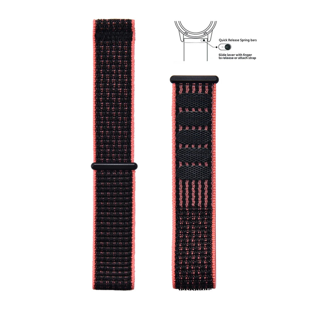 New Design Adjustable Quick Release Hook Buckle Watch Straps 20mm 22mm Bands for Comfortable Nylon Bracelet Elastic Nylon Watch Bands