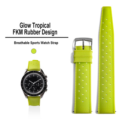 New Luminous Tropical FKM Rubber Watch Band 20mm 22mm Luminous Quick Release Smart Watch Band Sport Strap for Omega