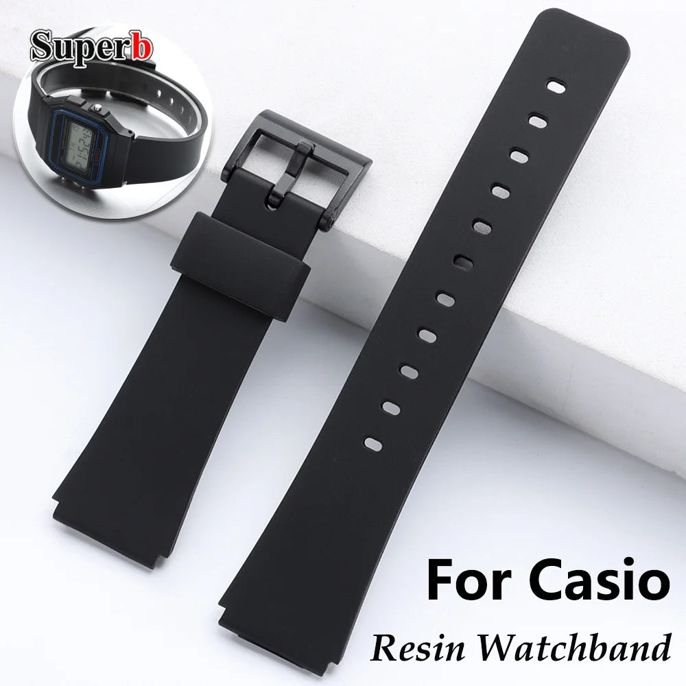 Bracelet de montre universel en caoutchouc et résine noir 12mm 14mm 16mm 18mm 20mm pour montre électronique Casio, style classique, pour hommes et femmes