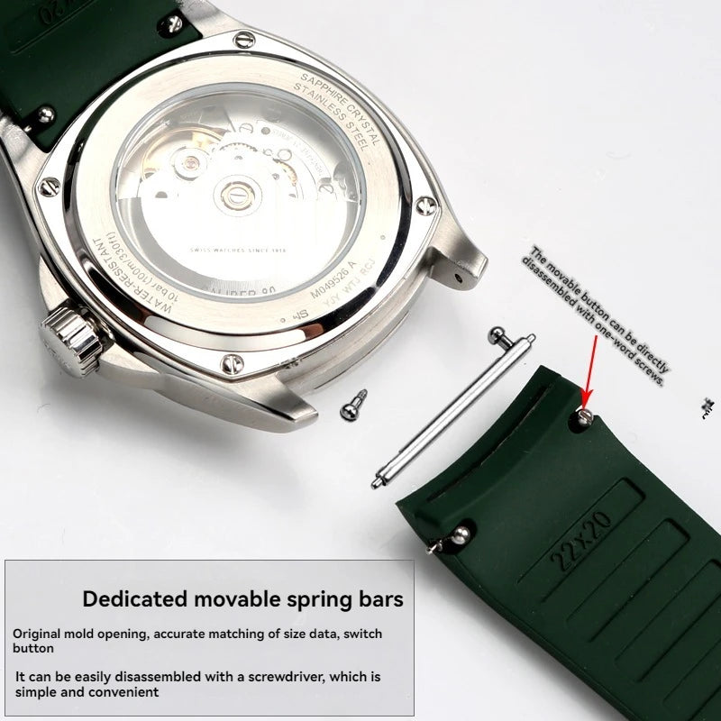 Perno per orologio in acciaio inossidabile, barretta a molla a sgancio rapido, doppio perno, astina di collegamento, cinturino ad anello, serie Mido M049, 22 mm