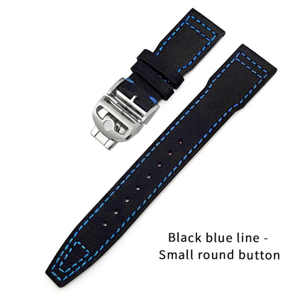 Bracelet de montre en cuir de Nylon 20mm 21mm 22mm pour montres IWC Big Pilot PORTOFINO IW3777 bracelet de montre en cuir de vache bleu vert noir rouge