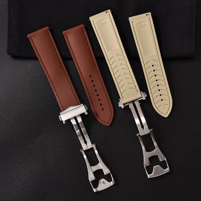 OZE Bracelet montre en Caoutchouc fluorocarbone - Surpiqures / Motif Racing - Déployante - Universel