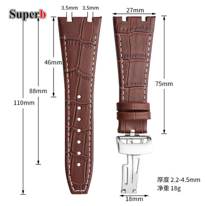 Bracelet de montre en cuir de vache souple, pour Audemars Piguet Royal Oak Offshore Ap 15400 15703, résistant à la sueur, pour hommes et femmes, boucle pliante