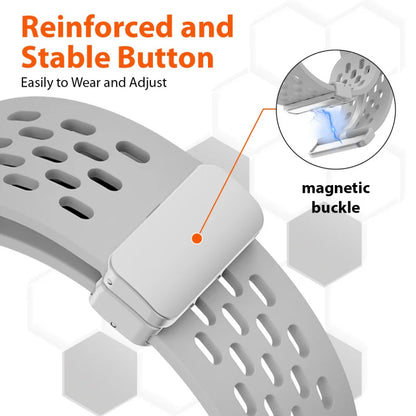Magnetic Folding Buckle Bracelet for Samsung Watch, Ultra Metal Beads Replacement, Breath-Air Fitness Watch Accessory