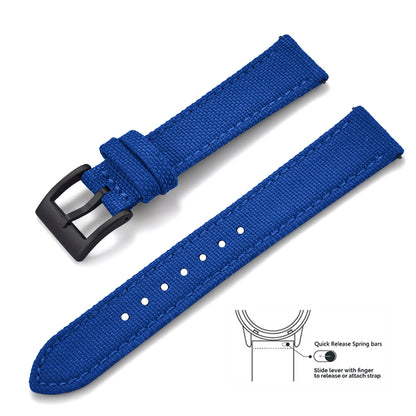 Bracelets en toile et Nylon en cuir, 18mm, 20mm, 22mm, à dégagement rapide, en tissu Vintage, pour montres Huawei Samsung