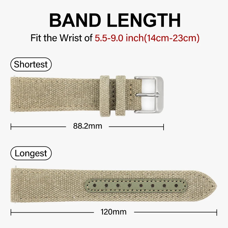Bracelet de montre en toile pour montre militaire pilote 6105, 18mm 20mm 22mm, dégagement rapide, remplacement universel, rétro, accessoires de montre