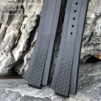 Nuovo cinturino per orologio in morbida gomma naturale FKM con estremità metalliche curve da 22 mm per Tudor 41 mm Black Bay, chiusura deployante, cinturino da uomo
