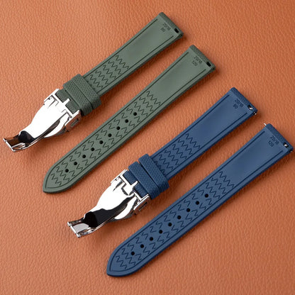 20mm 21mm 22mm Flexible Woven Fluoro Rubber Curved End Watch Band for Tudor 41mm Black Bay Panda 39mm 1958 PELAGOS