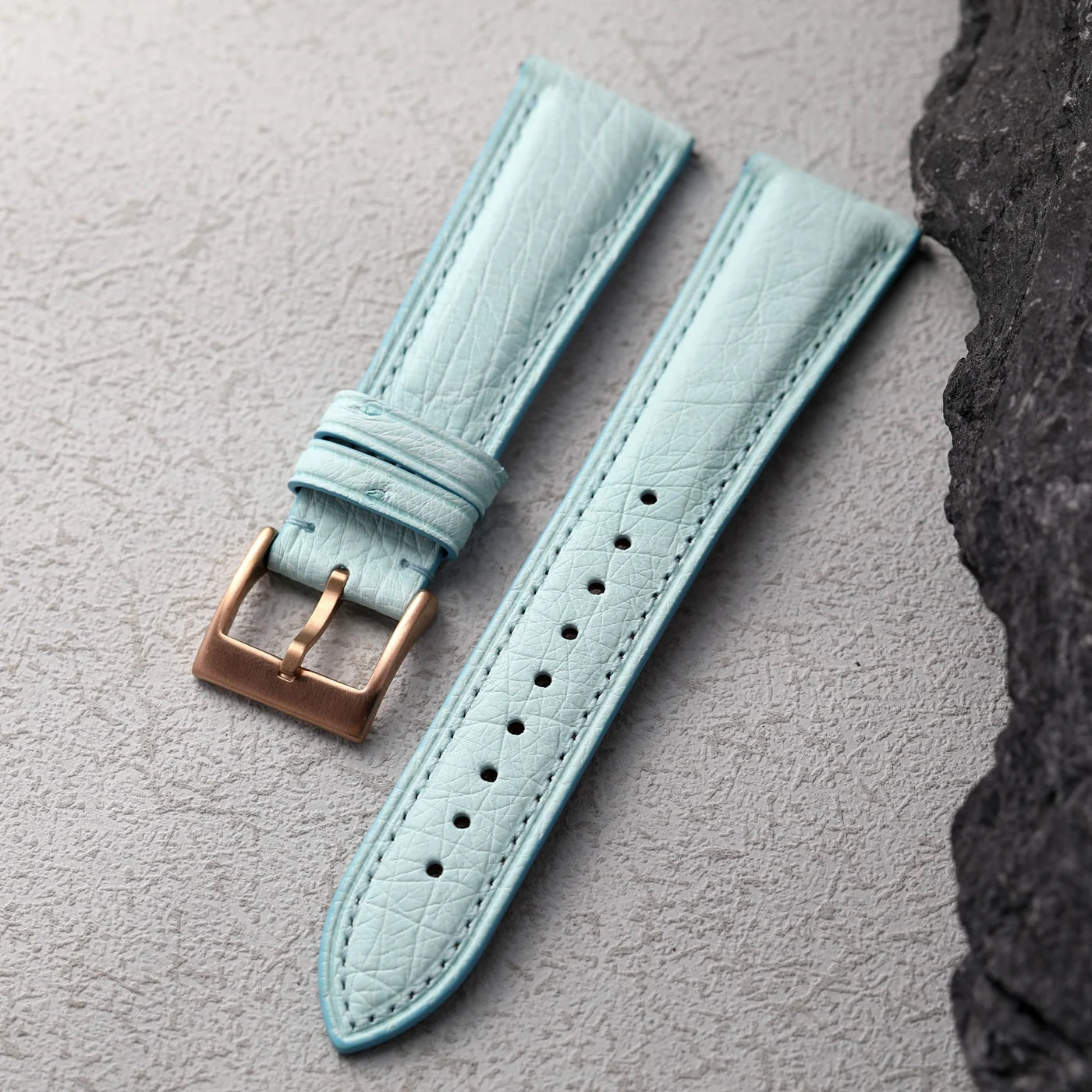 Premium Ostrich Leather Strap, Quick Release 18 19 20 22MM, Soft Retro Ice Blue Bracelet, Suitable for Antique Watch Bracelet