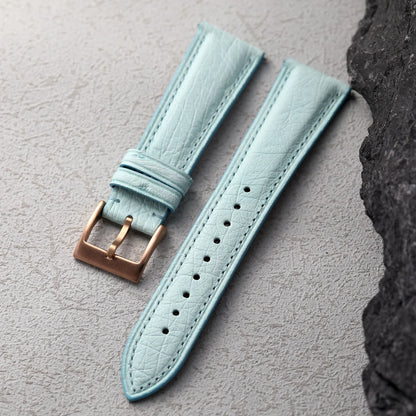 Premium Ostrich Leather Strap, Quick Release 18 19 20 22MM, Soft Retro Ice Blue Bracelet, Suitable for Antique Watch Bracelet