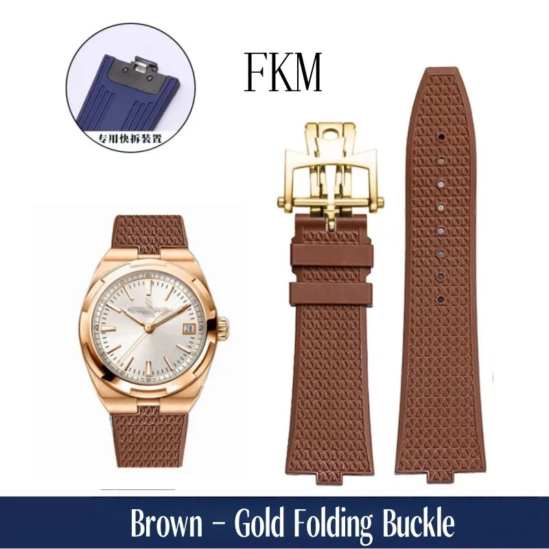 Bracelet de montre en caoutchouc Fluoros FKM à dégagement rapide, pour bracelet Vacheron VC Overseas 4300V 4500V 5500V 7900V, 24x7mm