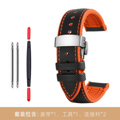 Bracelet de montre en Nylon et Silicone pour hommes, 20mm, 22mm, 24mm, étanche et respirant, en caoutchouc, accessoires