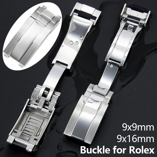 Chiusura pieghevole scorrevole in acciaio inox 316L, 16x9 mm, per chiusure Rolex, bracciali Submariner Daytona GMT, chiusura deployante