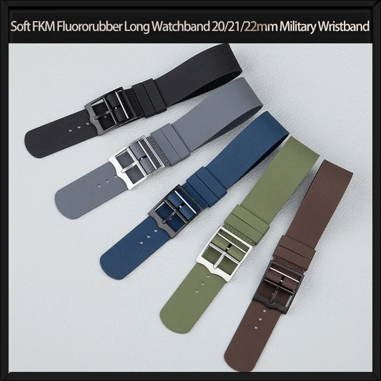 Cinturino per orologio lungo in gomma fluorurata FKM, 20/21/22mm, cinturino militare per Tudor BlackBay Omega Seamaster IWC Longines Rolex