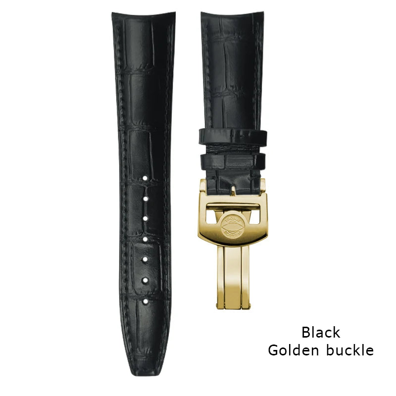 Curved end watch strap for IWC PILOT Portugieser Portofino 20mm 21mm 22mm genuine calfskin watchband high quality cowhide strap