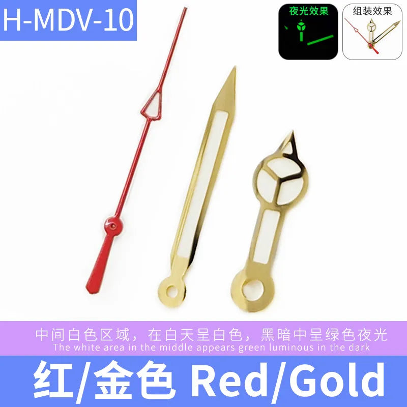 MDV-106 Luminous Watch Hands for Casio Marlin/Duro Miyota 2115 MDV 106, Black/Silver/Gold Watch Hands, Hour, Minute, Second